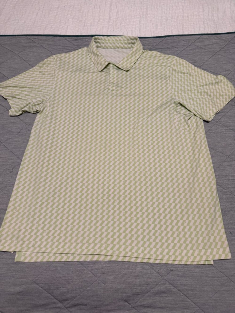 Mens Lululemon Logo Sport Golf Polo Green/White Checkered XL